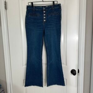 Anthropologie‎ Pilcro High-Rise Trouser Bootcut Jeans Medium Wash Denim Size 31